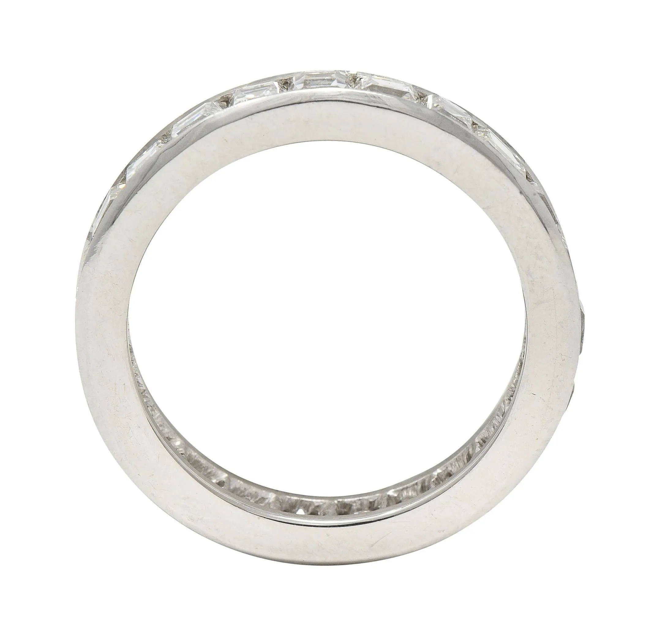1950's 4.14 CTW Asscher Cut Diamond Platinum Vintage Mid-Century Eternity Band Ring
