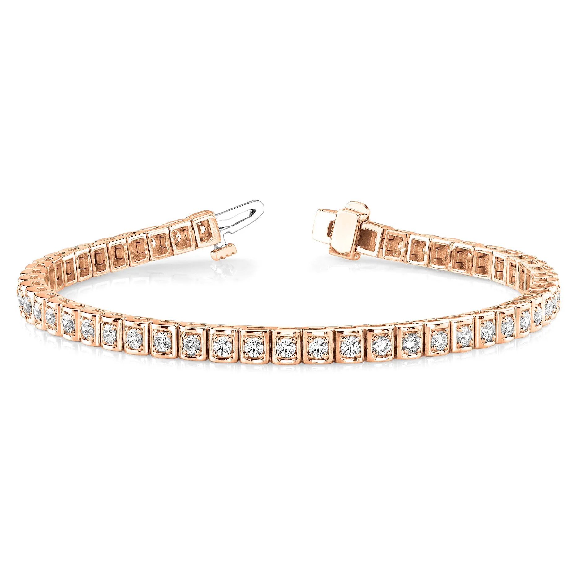 2.0 ctw Round Diamond Tennis Bracelet Four Prong Set Square Shape