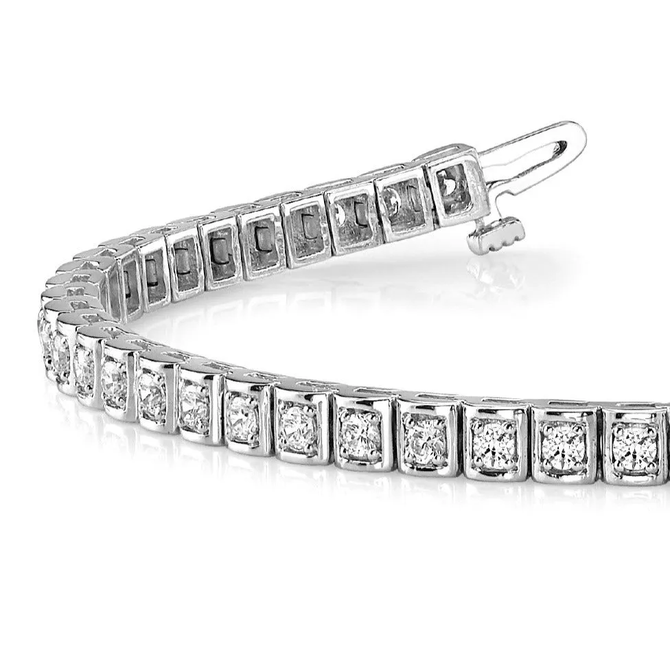 2.0 ctw Round Diamond Tennis Bracelet Four Prong Set Square Shape