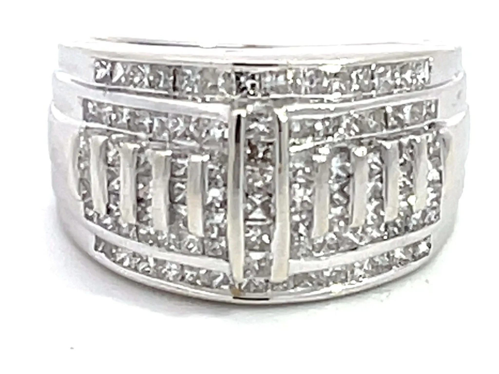 2.00 Carat Princess Cut Diamond Dome Band Ring in 14k White Gold