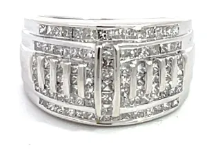 2.00 Carat Princess Cut Diamond Dome Band Ring in 14k White Gold