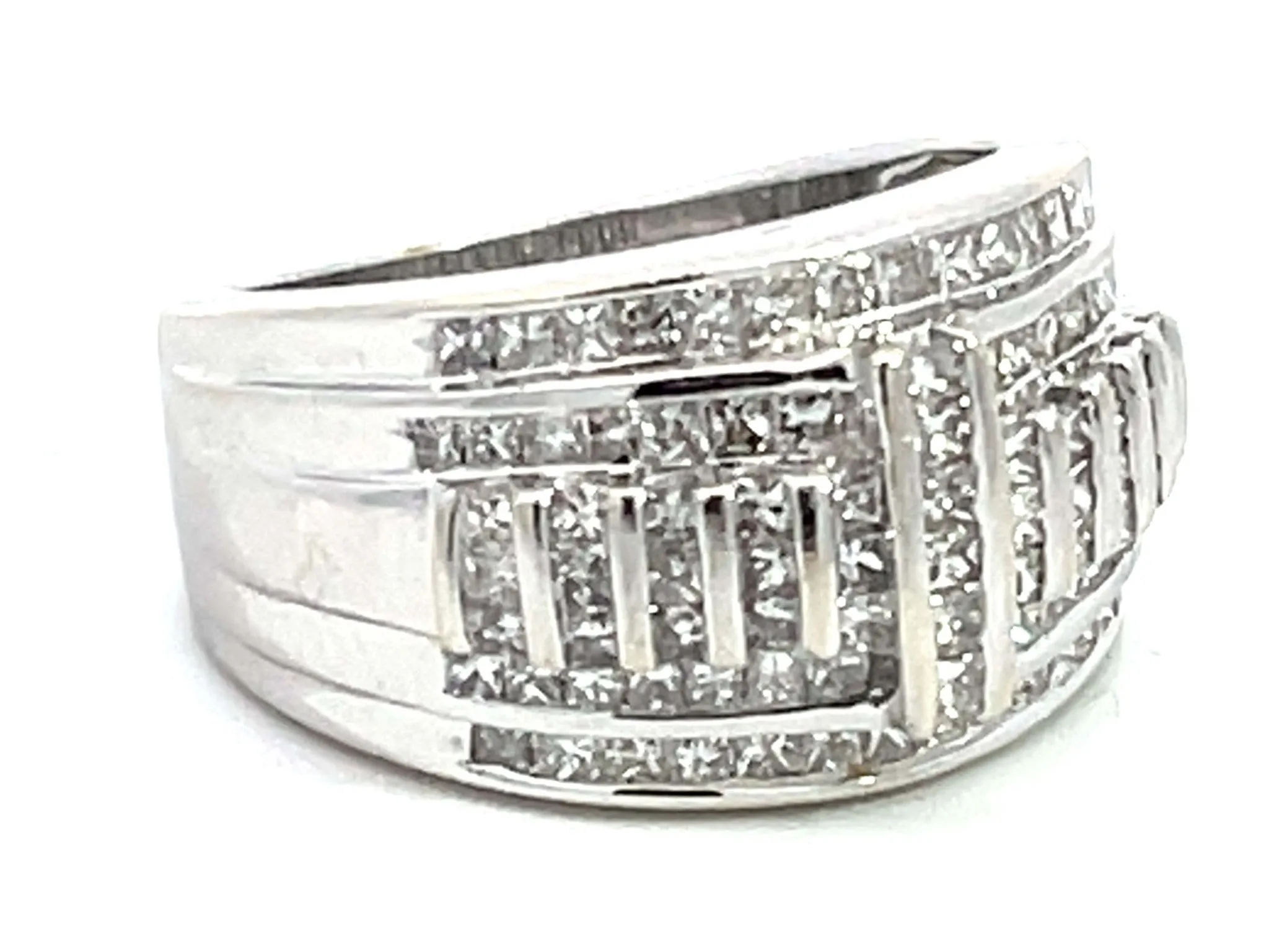 2.00 Carat Princess Cut Diamond Dome Band Ring in 14k White Gold