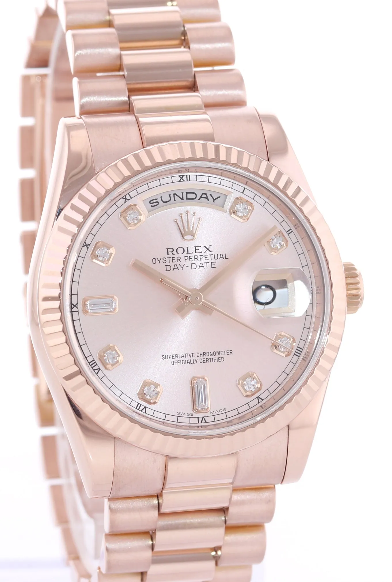 2009 Rolex President Day Date Rose Gold 118235 Diamond Heavy Buckle Watch Box