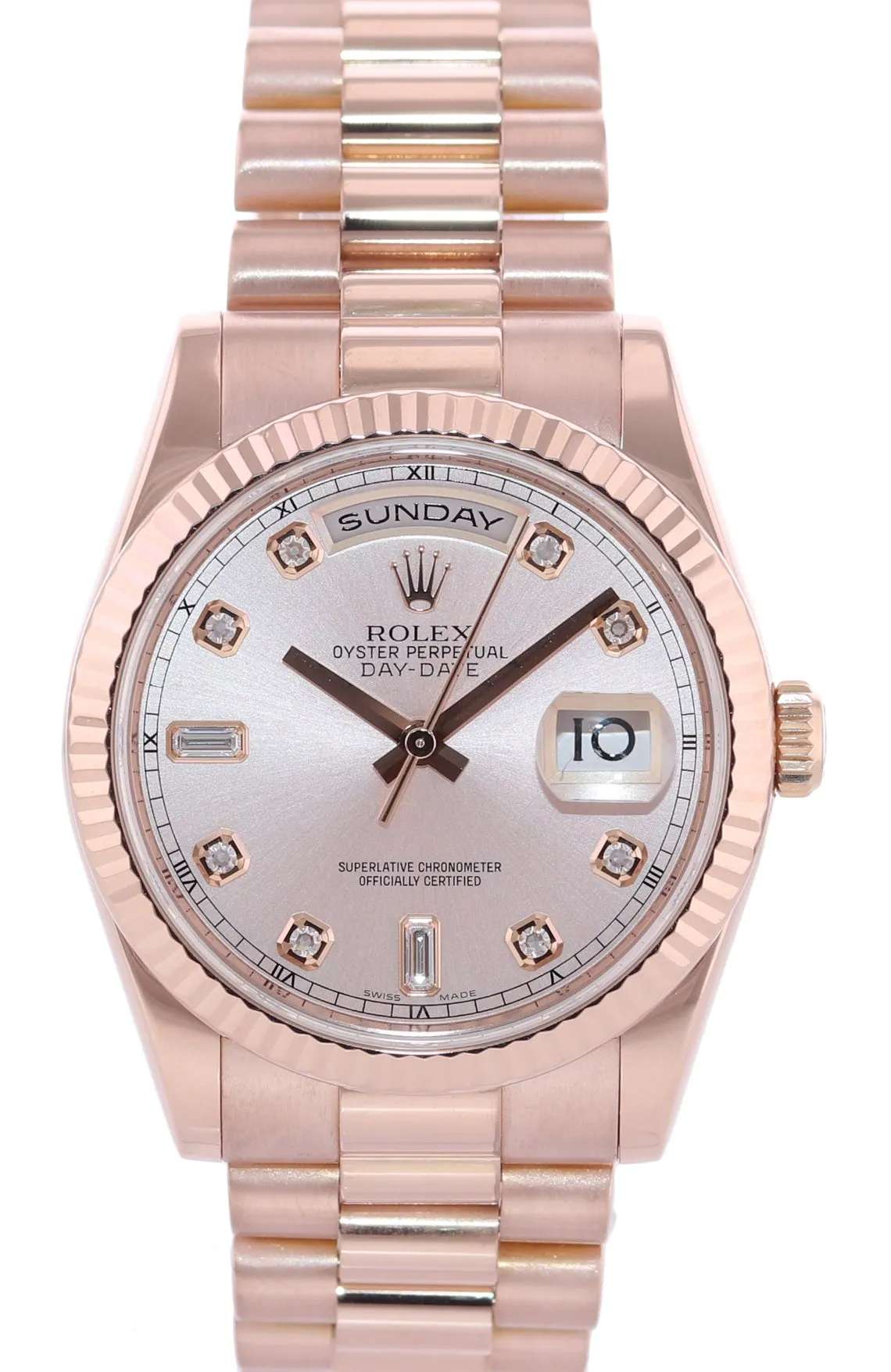 2009 Rolex President Day Date Rose Gold 118235 Diamond Heavy Buckle Watch Box