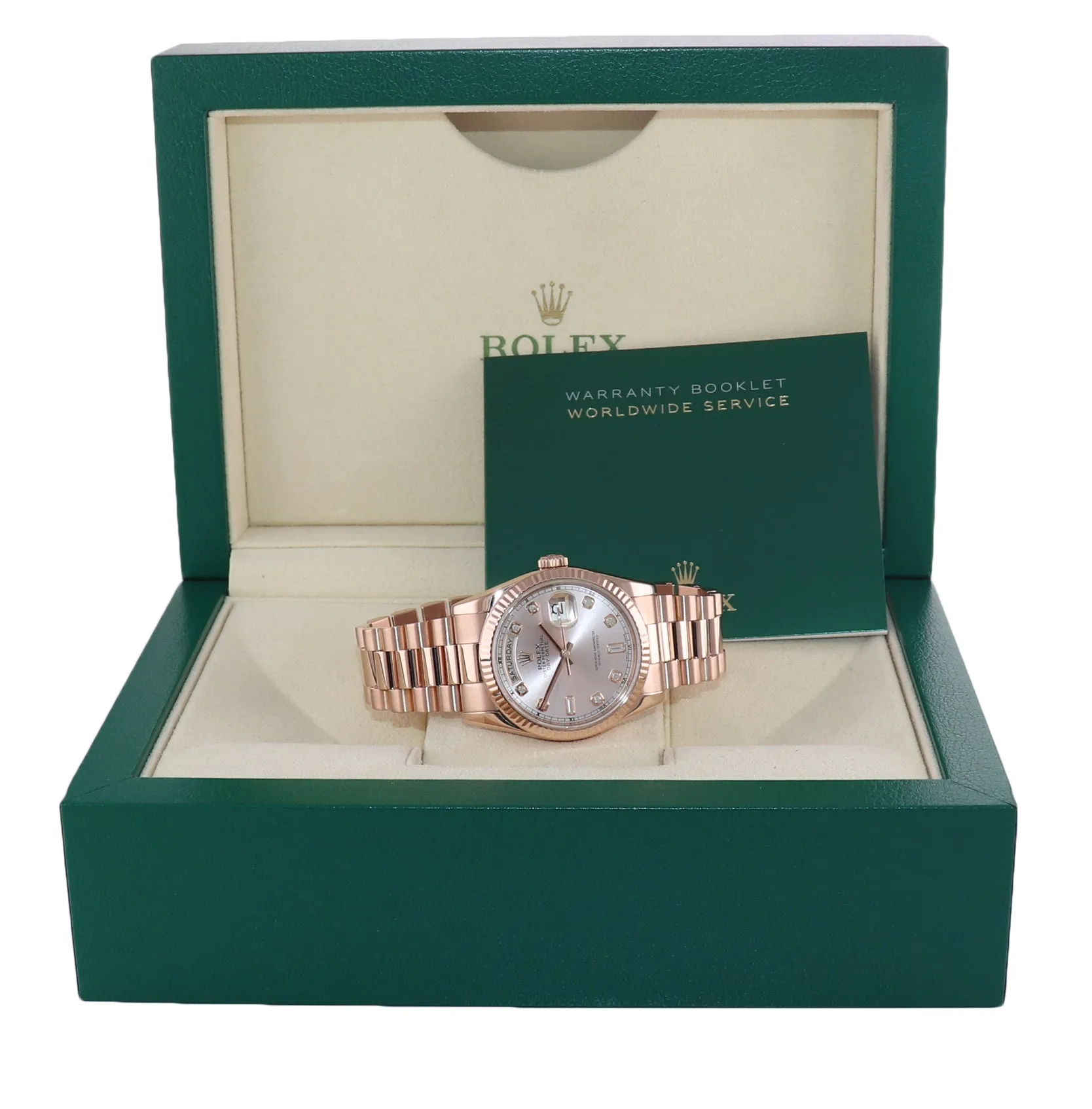 2016 Rolex President Day Date Rose Gold 36mm 118235 Diamond Heavy Buckle Watch
