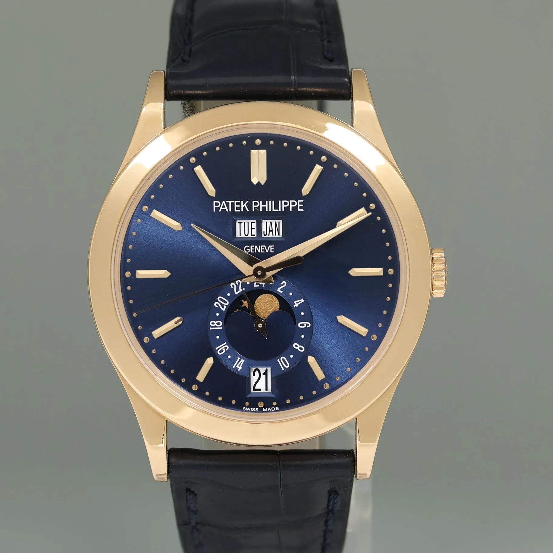 2019 MINT Patek Philippe 5396R Rose Gold Annual Calendar 39mm Blue Moonphase Watch