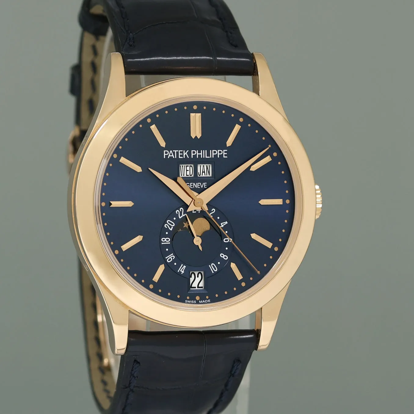 2019 MINT Patek Philippe 5396R Rose Gold Annual Calendar 39mm Blue Moonphase Watch