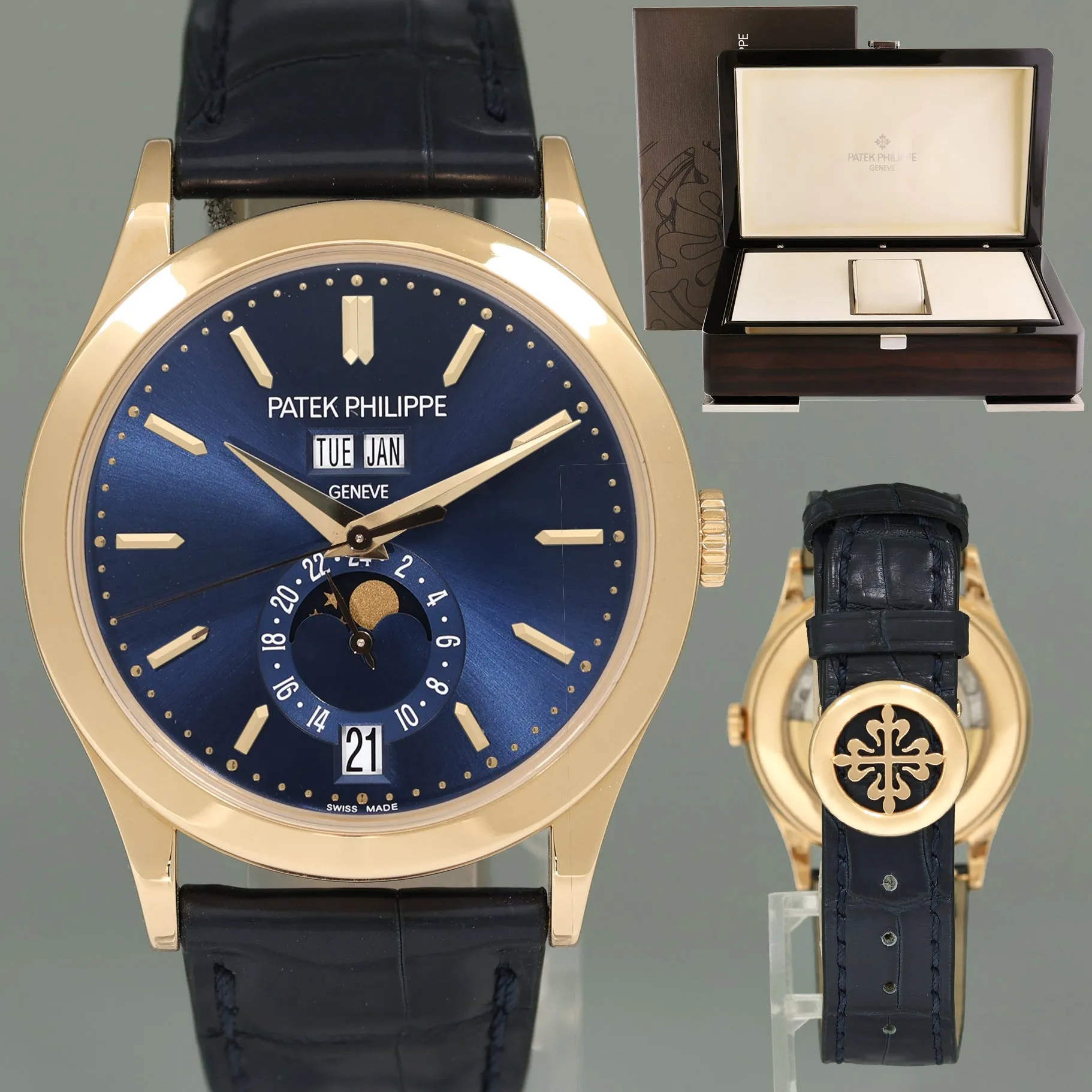 2019 MINT Patek Philippe 5396R Rose Gold Annual Calendar 39mm Blue Moonphase Watch