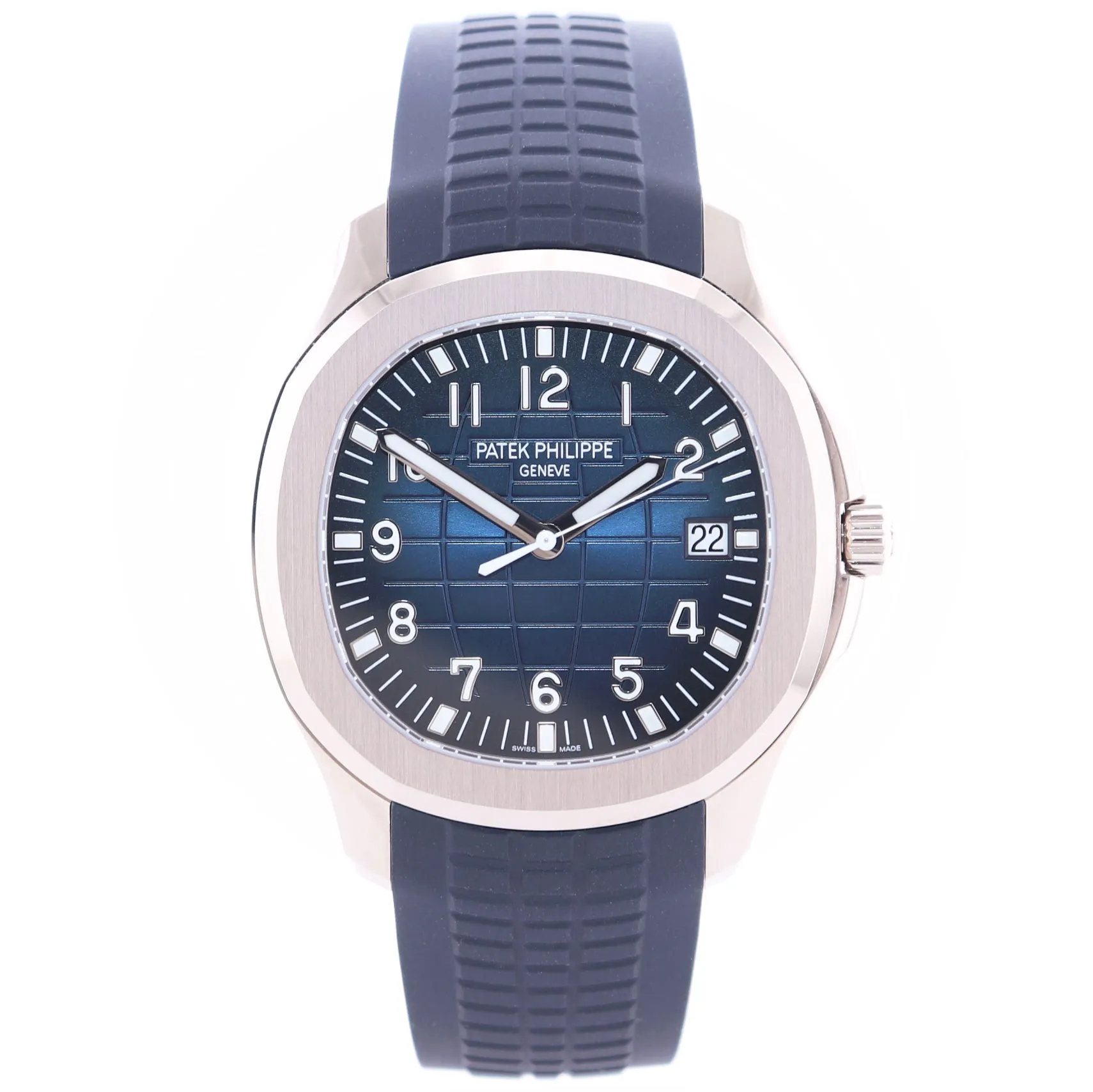 2022 PAPERS 5168G Patek Philippe Aquanaut White Gold Midnight Blue Rubber Watch