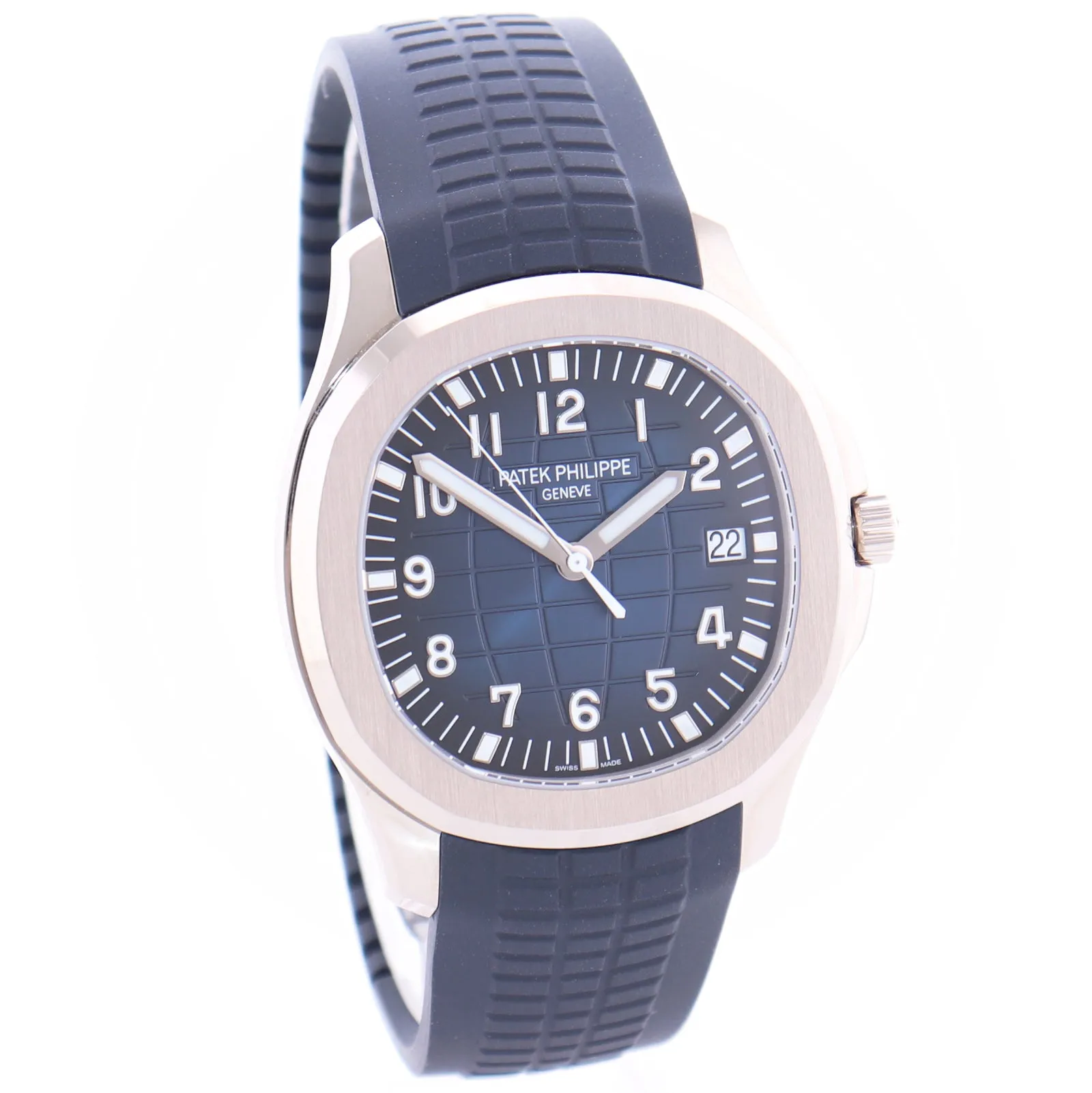 2022 PAPERS 5168G Patek Philippe Aquanaut White Gold Midnight Blue Rubber Watch