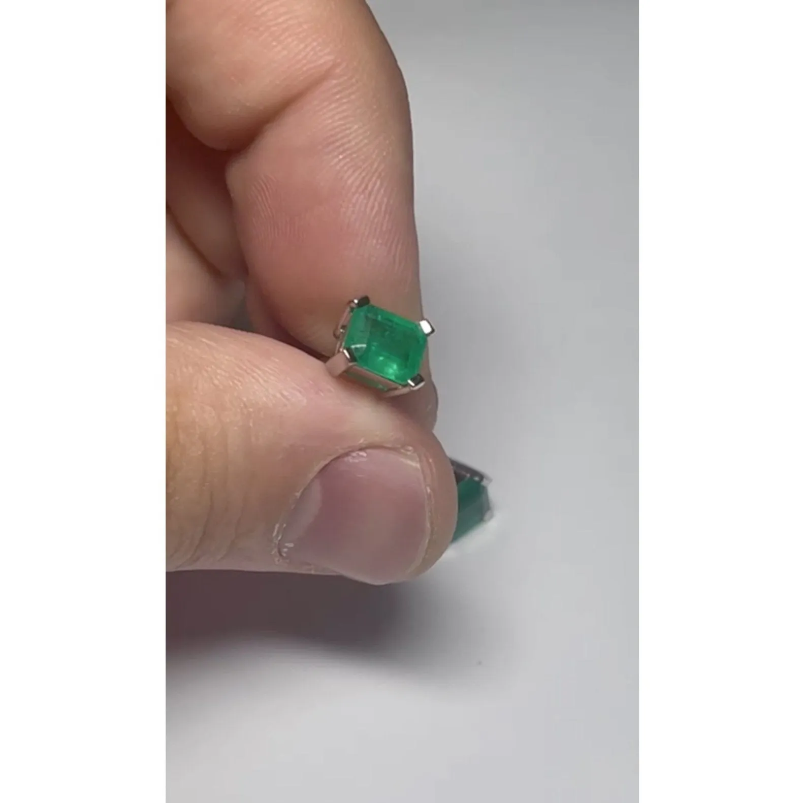 2.09 Carat Natural AAA Colombian Emerald Stud Earrings 18K White Gold