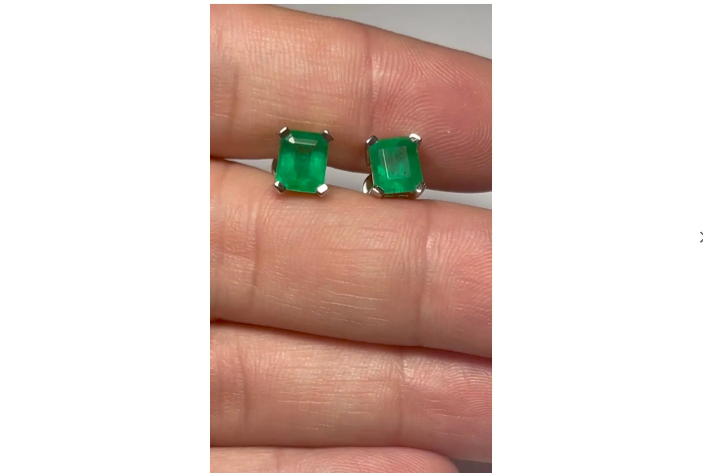 2.09 Carat Natural AAA Colombian Emerald Stud Earrings 18K White Gold