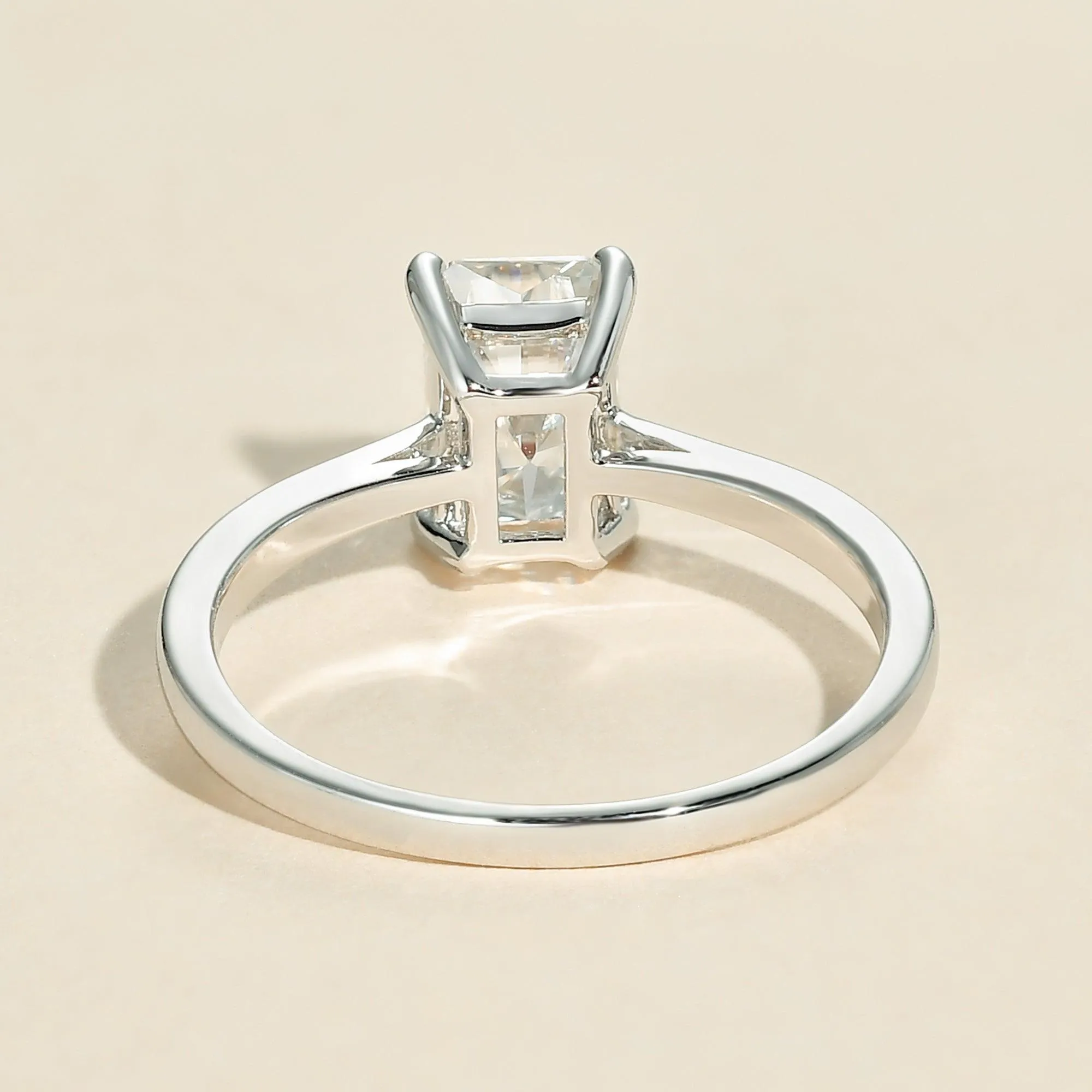 2.0ct Baguette Cut Moissanite Classic Solitaire Ring