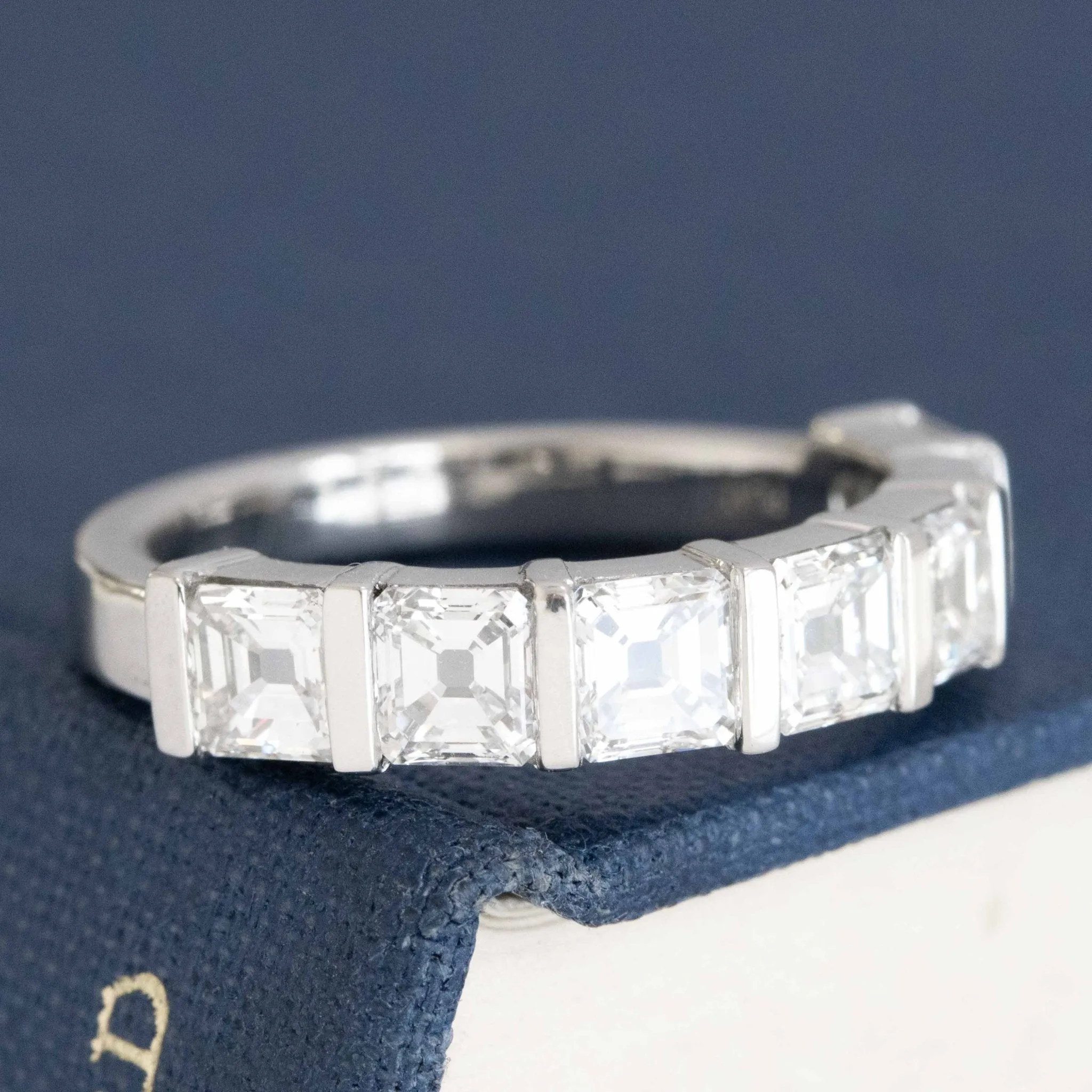 2.12ctw Asscher Cut Diamond Bar Set Band
