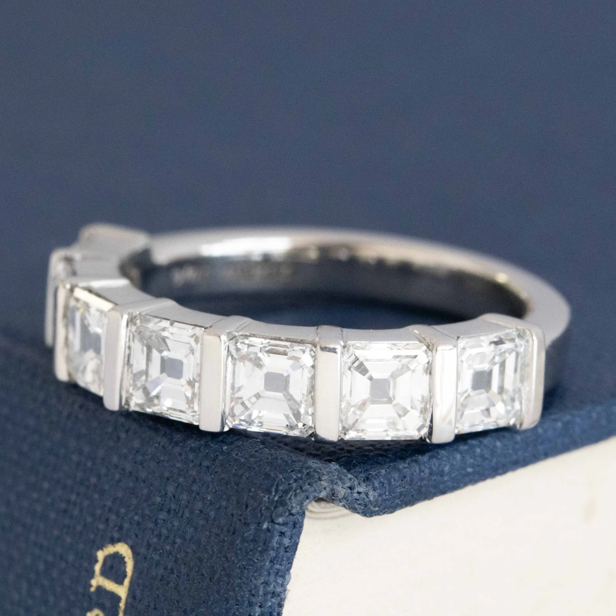 2.12ctw Asscher Cut Diamond Bar Set Band