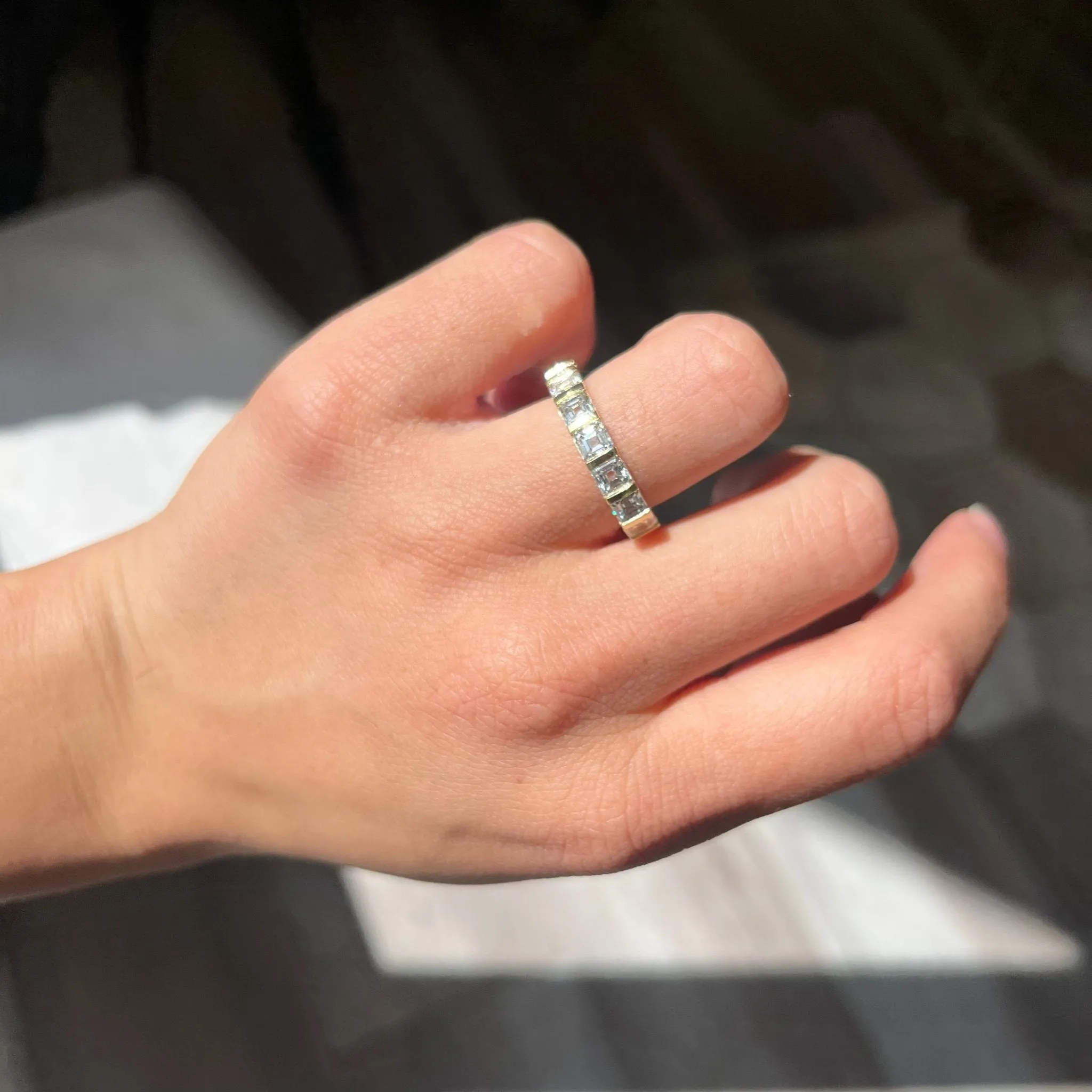2.21ctw Asscher Cut Diamond Bar Set Band