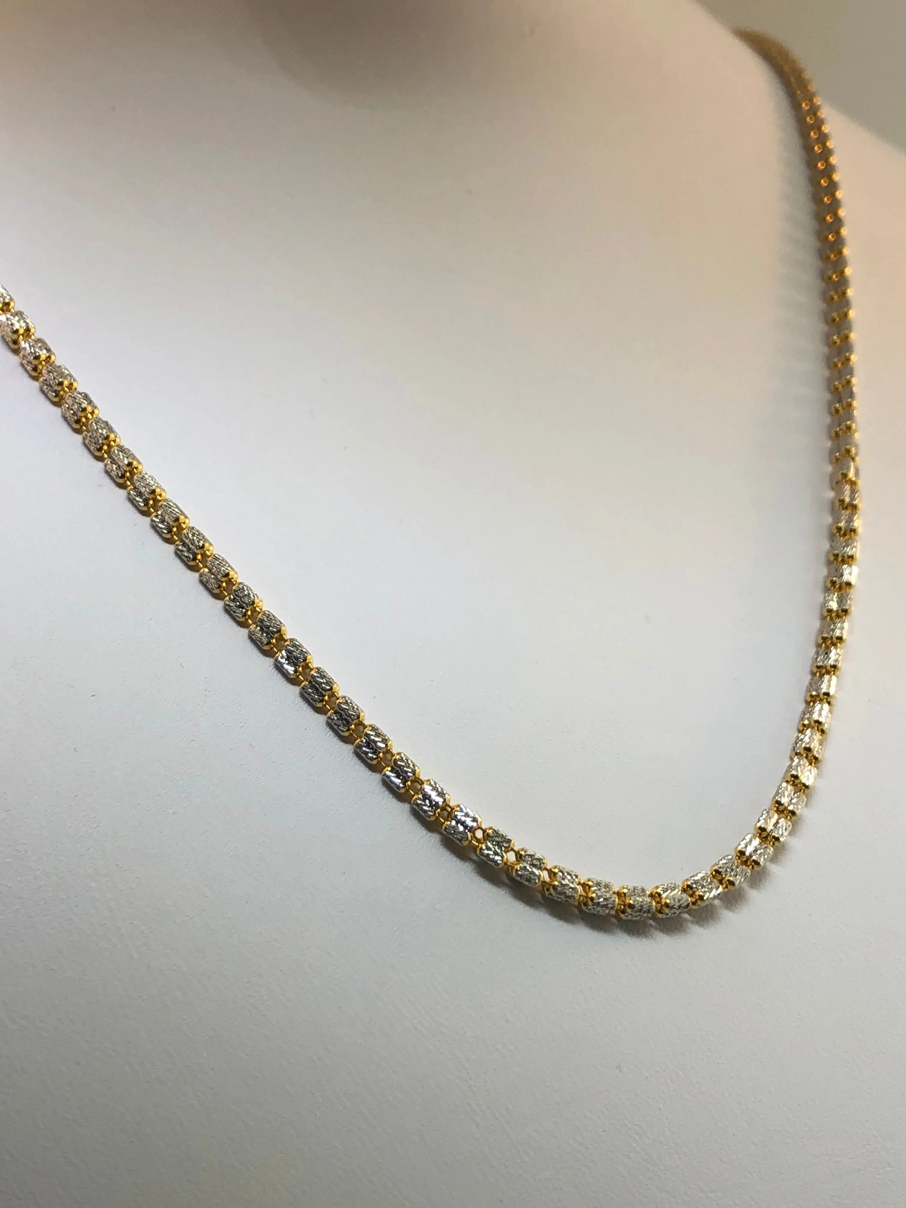 22K Two-tone Gold Necklace 22"