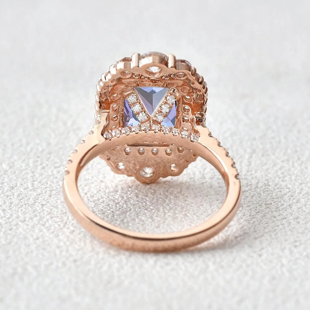 2.7ct Radiant Cut Alexandrite Vintage Halo Ring