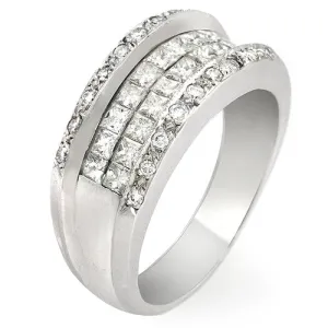 2.85 Ct Round and Princess Diamond Ring, 18k White Gold