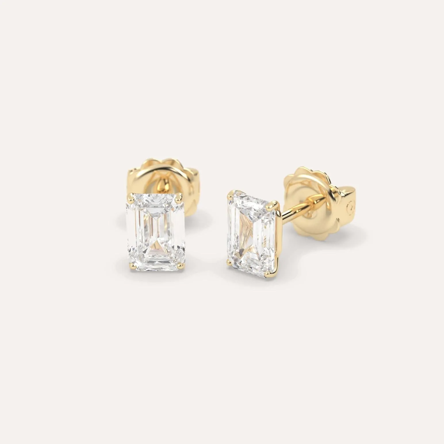 3 carat Emerald Diamond Stud Earrings LAB