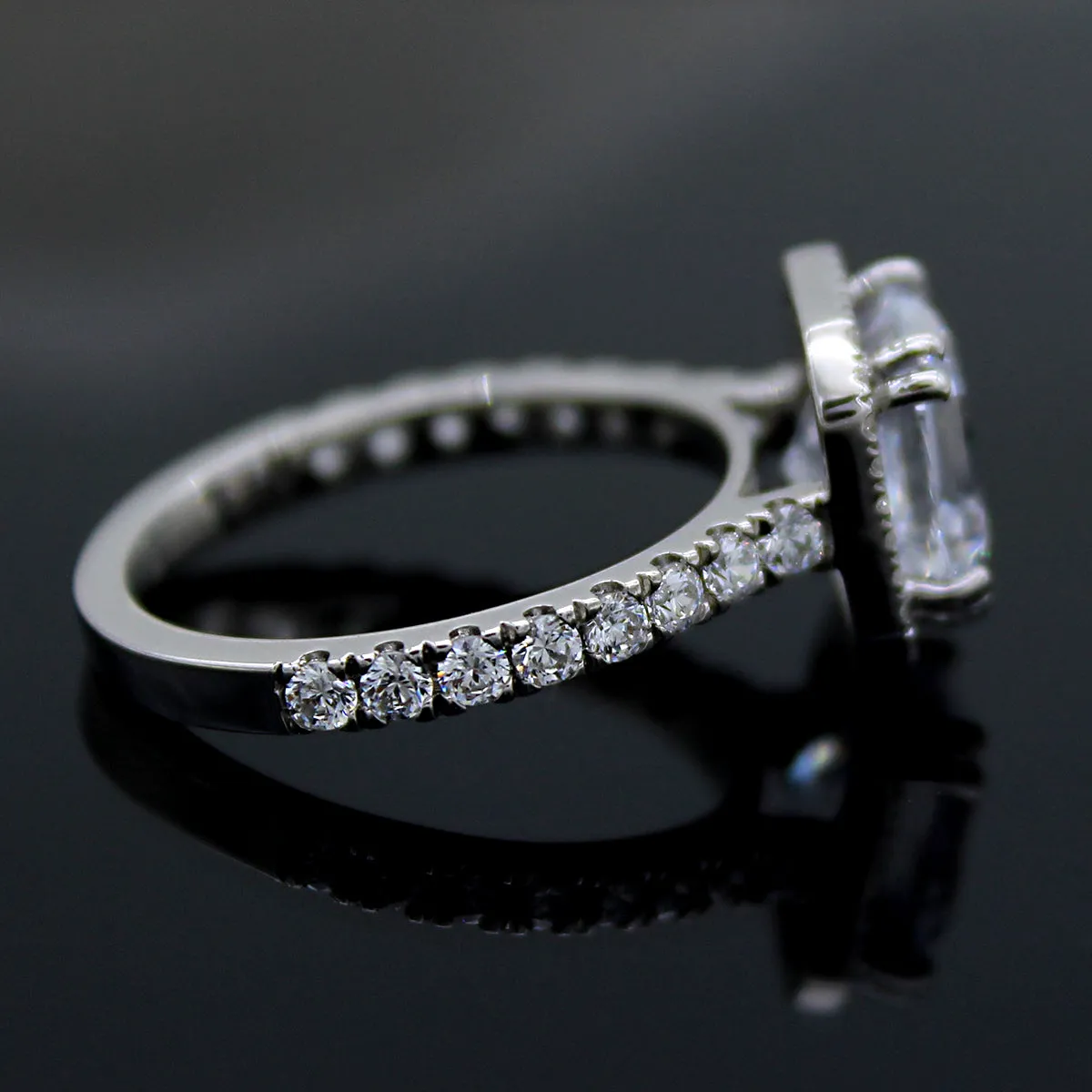 3 CT Asscher Cut Simulated Diamond Engagement Ring