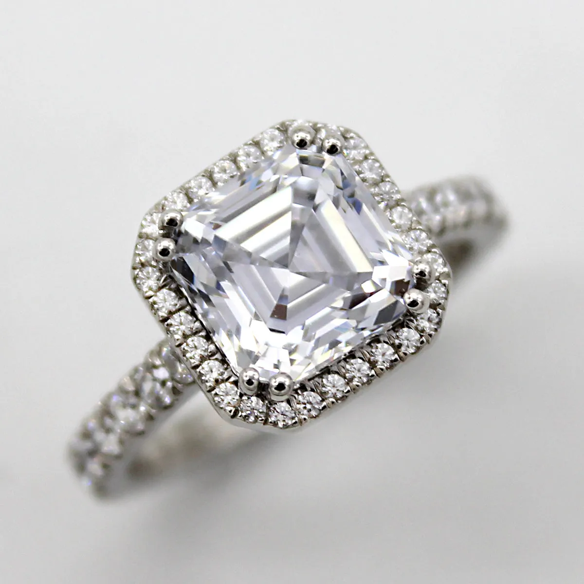 3 CT Asscher Cut Simulated Diamond Engagement Ring