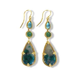 3 Stone Drop Earrings