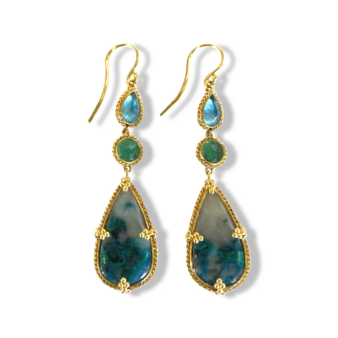 3 Stone Drop Earrings