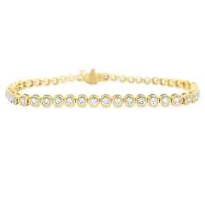 3.02ct 14k Yellow Gold Diamond Bezel Bracelet