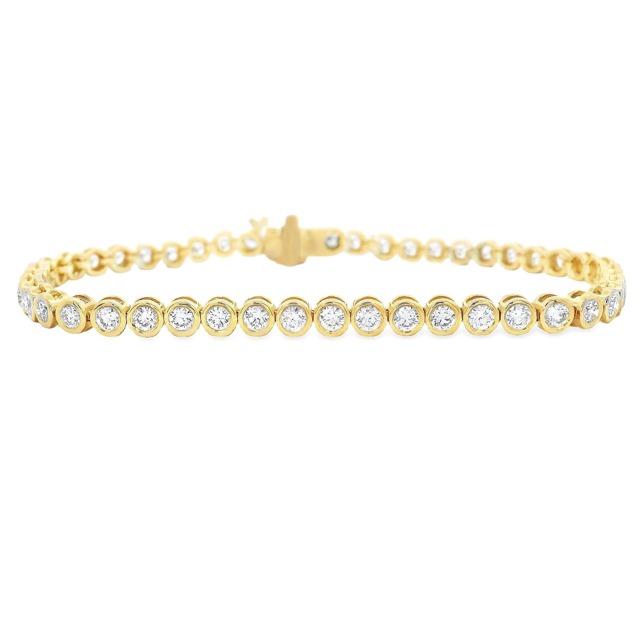 3.02ct 14k Yellow Gold Diamond Bezel Bracelet