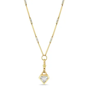 3.12 ctw Rose Cut Shield Diamond Pendant Mixed Bar Necklace - SALE