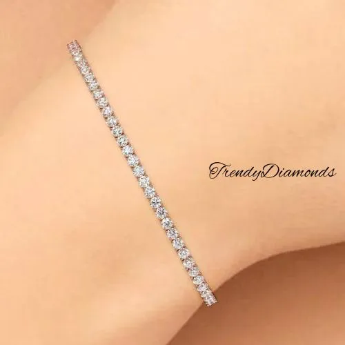 3.25ctw Round Brilliant Diamond Eternity Tennis Bracelet set in 14k Rose Gold