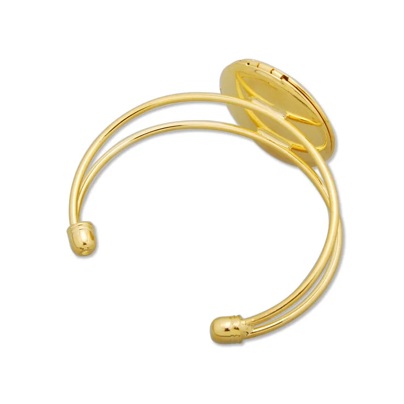 32MM Gold Bracelet Photo Locket,Cuff,Adjustable,Inner bezel size is 24mm;outsite bezel size is 19m,Lead Free And Nickel Free;Sold 5PCS Per Lot