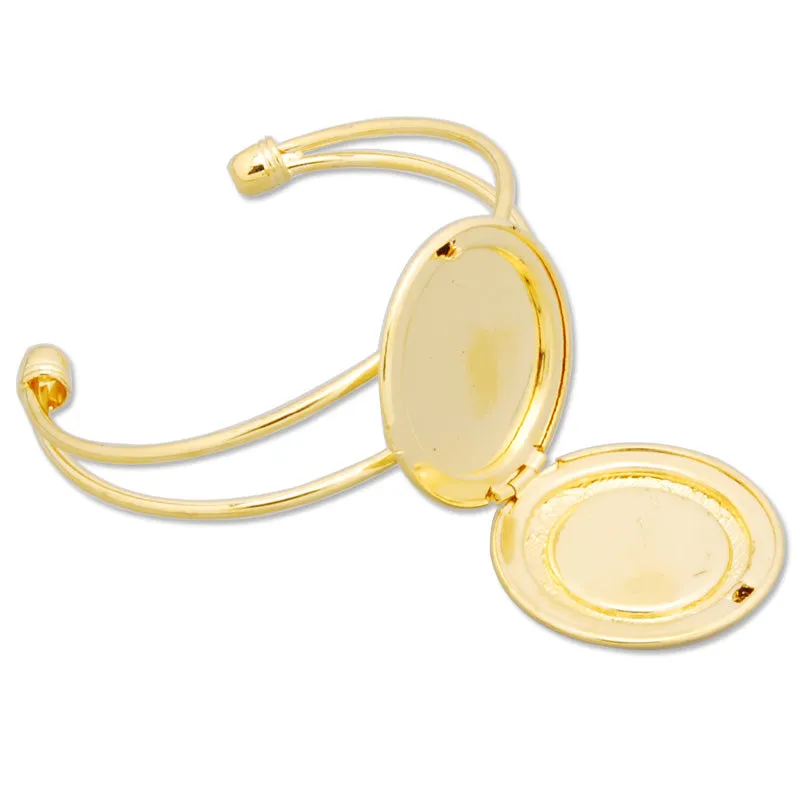 32MM Gold Bracelet Photo Locket,Cuff,Adjustable,Inner bezel size is 24mm;outsite bezel size is 19m,Lead Free And Nickel Free;Sold 5PCS Per Lot