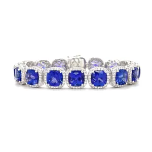34.25 Carat Tanzanite Bracelet in 14k White Gold