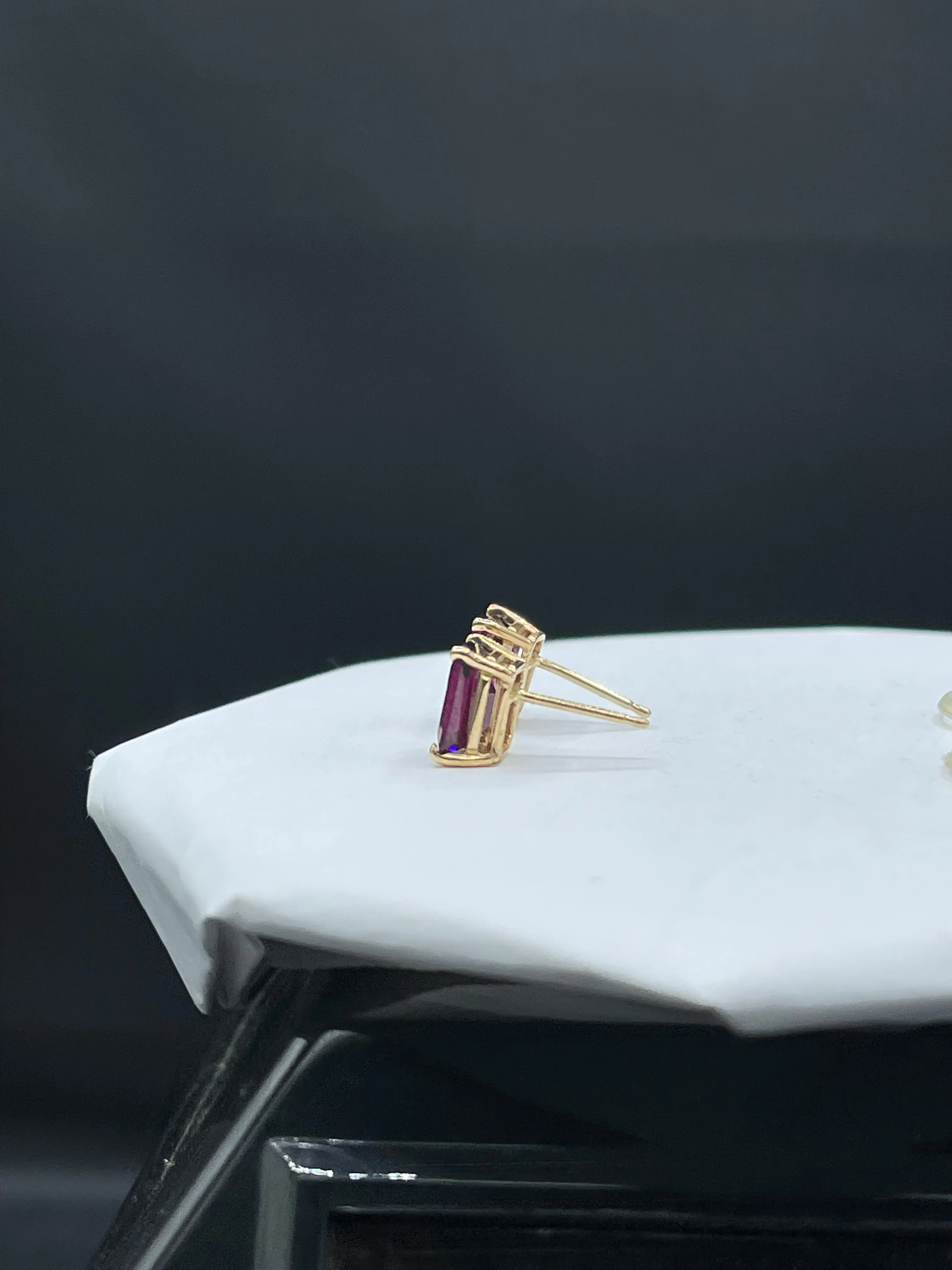 3.60 Carat Natural Umbalite Grape Garnet 14k Yellow Gold Stud Earrings
