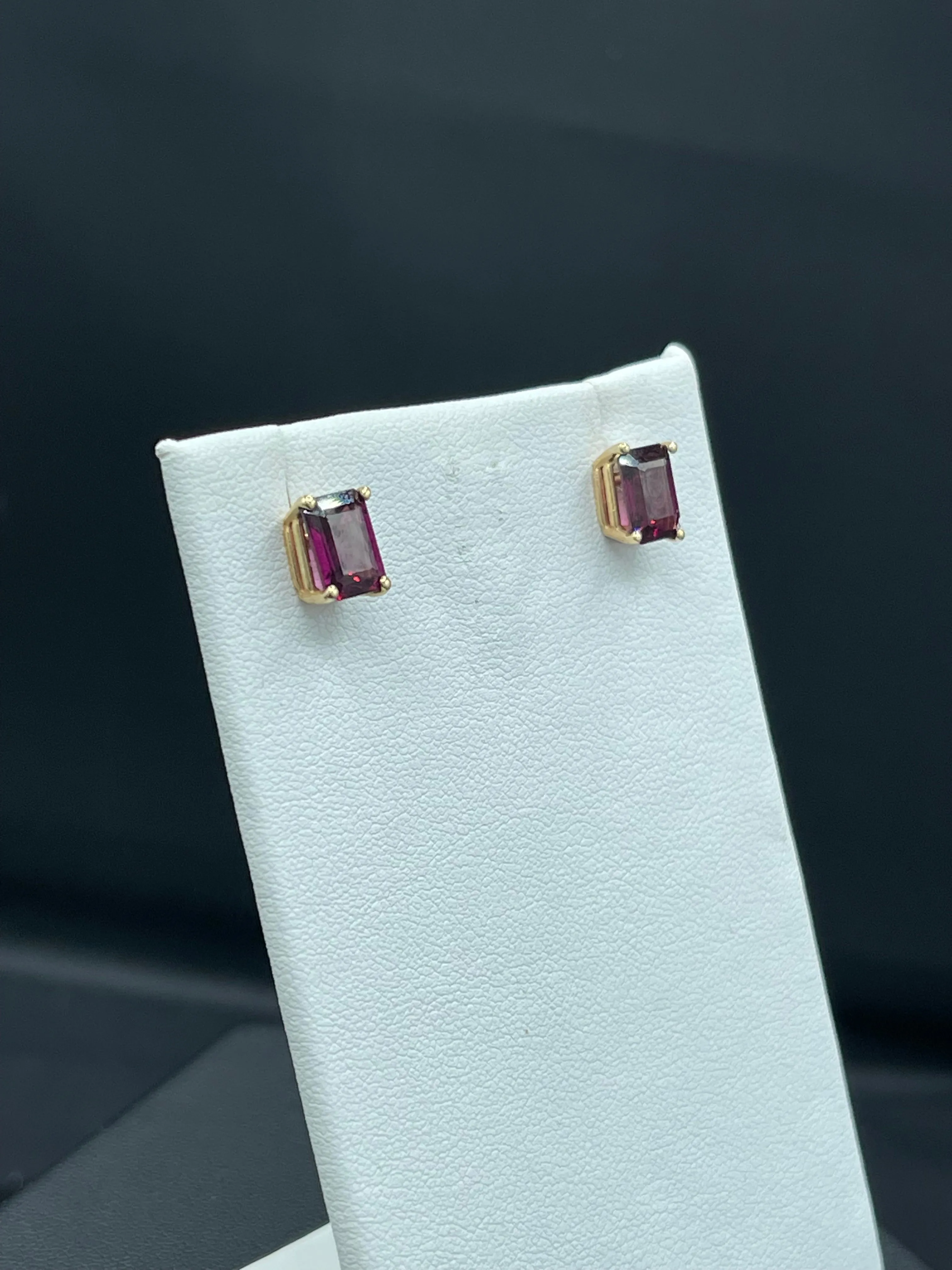 3.60 Carat Natural Umbalite Grape Garnet 14k Yellow Gold Stud Earrings