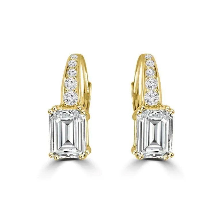 3CT TW Emerald Diamond Veneer Cubic zirconia lever back earrings. 635E11327E