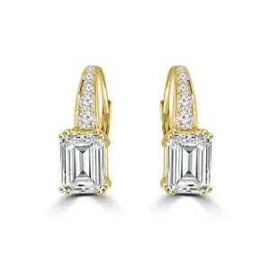 3CT TW Emerald Diamond Veneer Cubic zirconia lever back earrings. 635E11327E