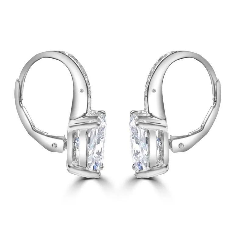 3CT TW Emerald Diamond Veneer Cubic zirconia lever back earrings. 635E11327E