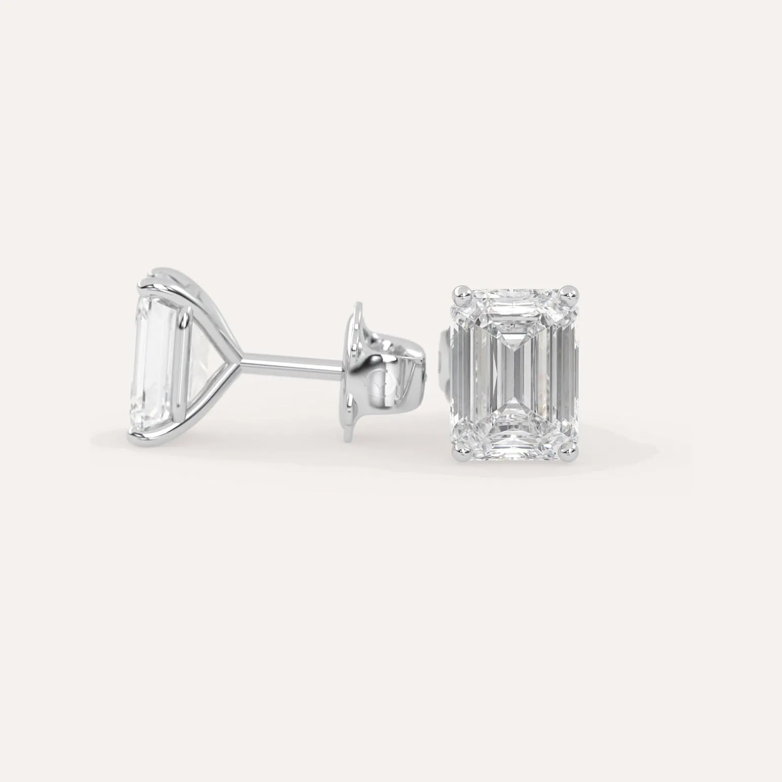 4 carat Emerald Diamond Stud Earrings