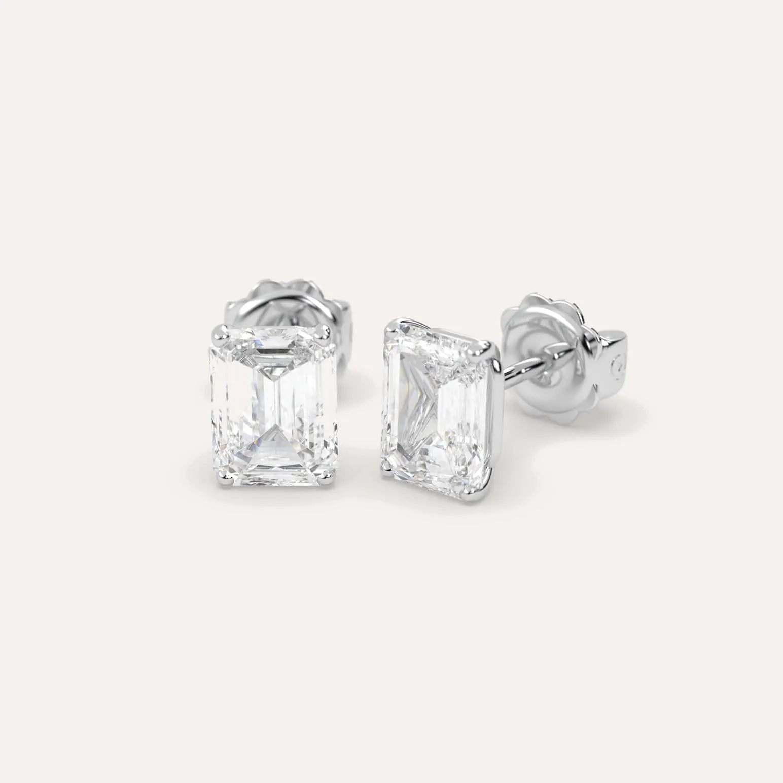 4 carat Emerald Diamond Stud Earrings