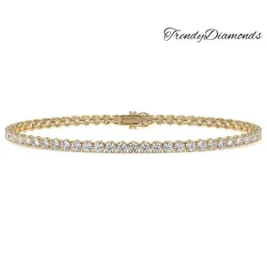 4.25ctw Round Brilliant Diamond Eternity Tennis Bracelet set in 14k Yellow Gold