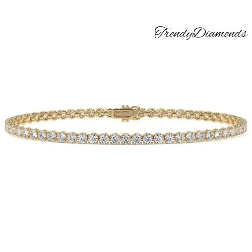 4.25ctw Round Brilliant Diamond Eternity Tennis Bracelet set in 14k Yellow Gold