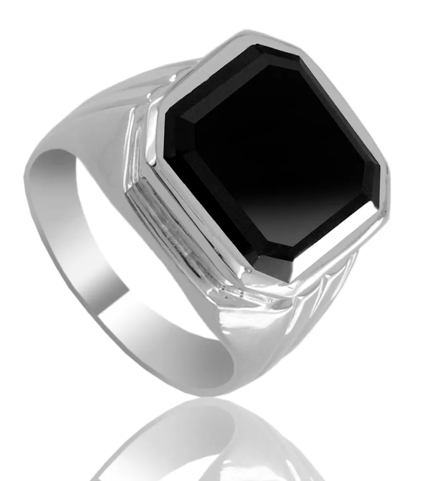 5 Ct Certified Asscher Cut Black Diamond Solitaire Men's Ring in Bezel Setting, Stunning Look