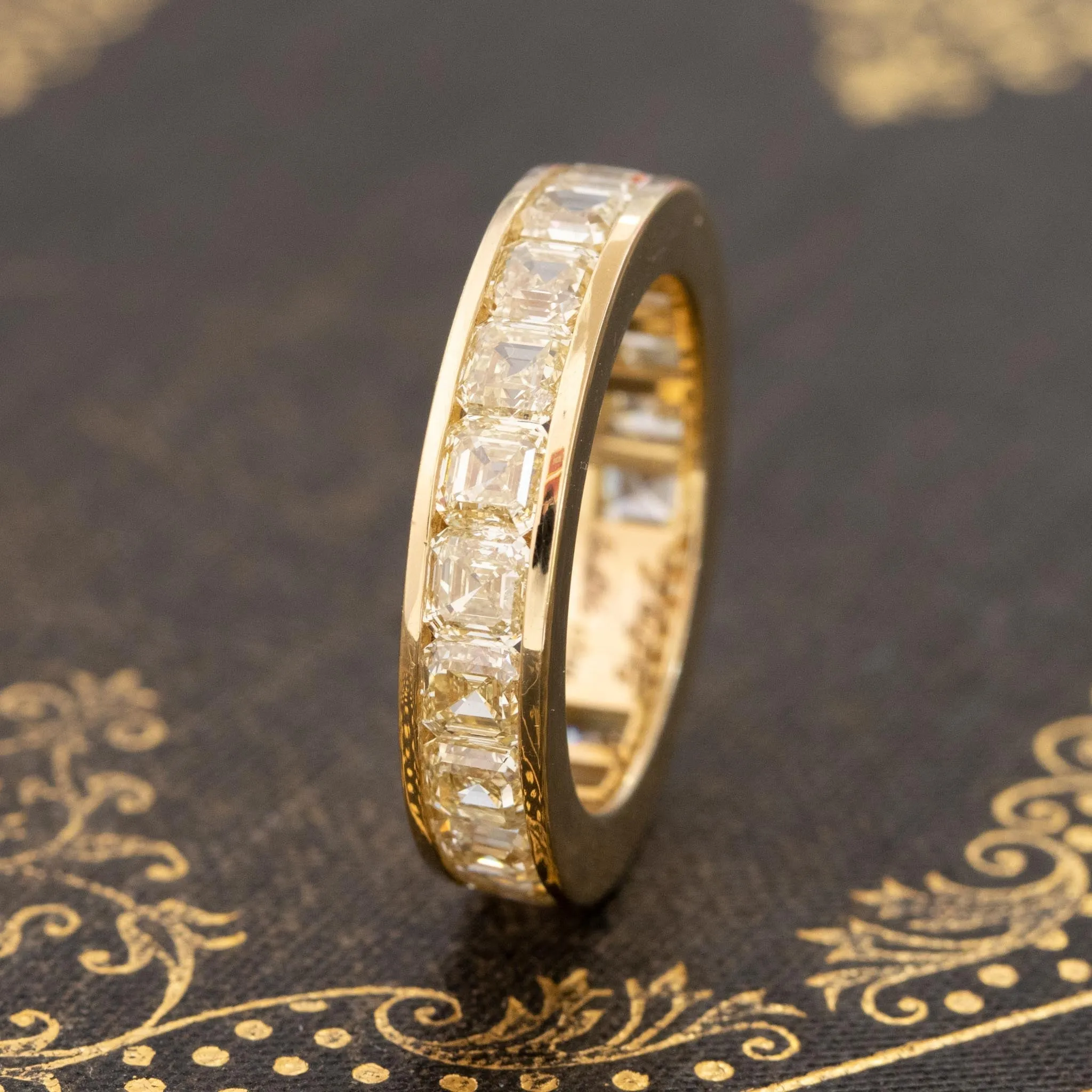 5.06ctw Fancy Yellow Asscher Cut Diamond Eternity Band