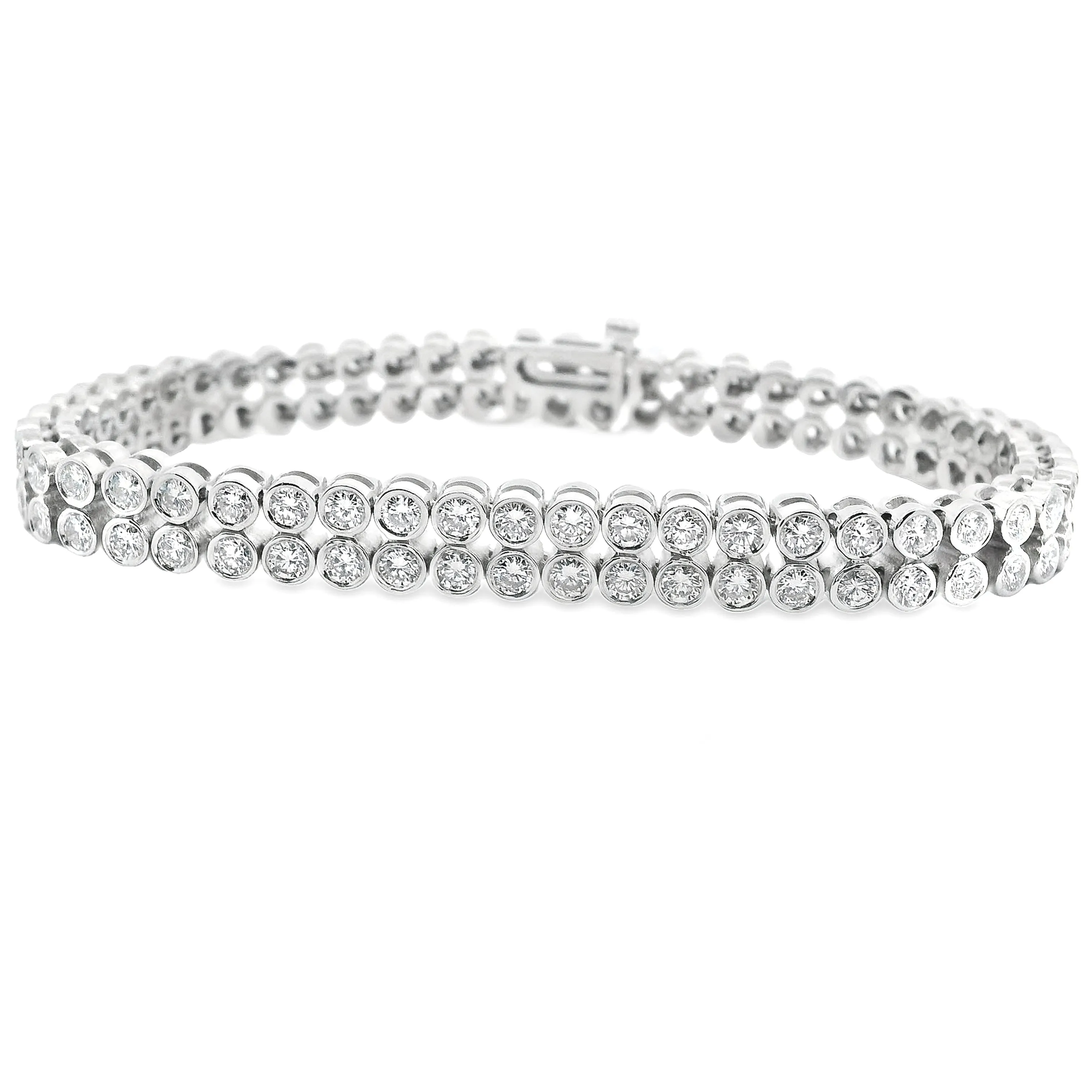 5.15ct 14k White Gold Diamond Bezel Bracelet