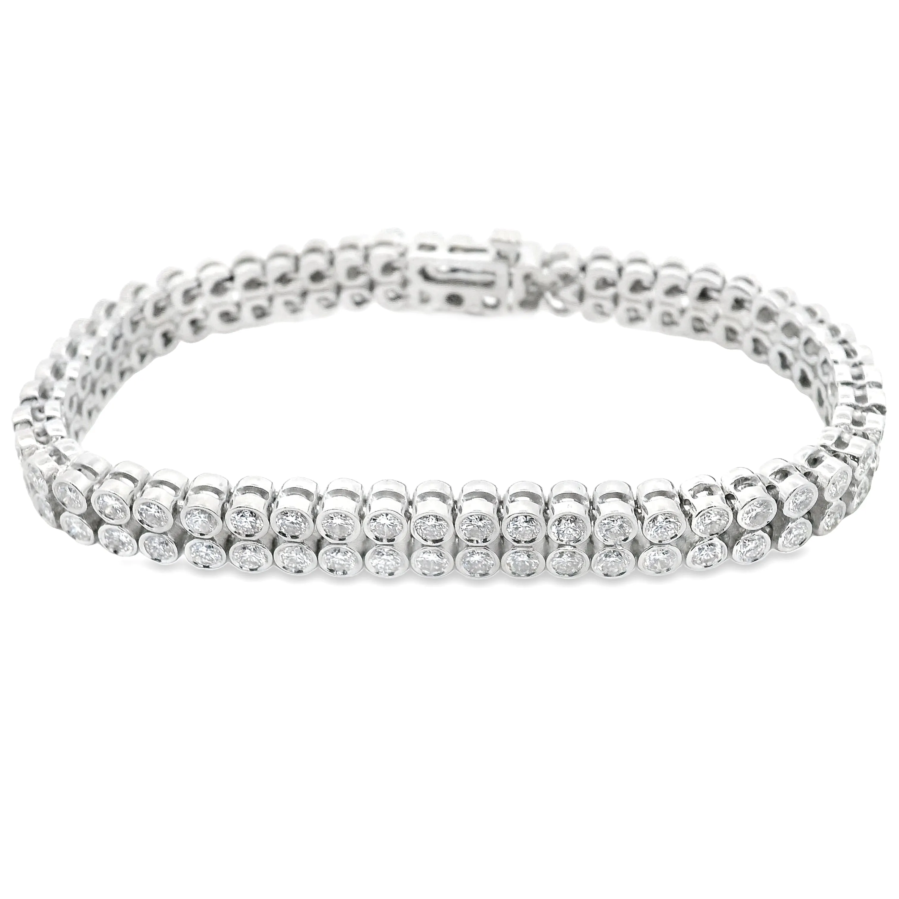 5.15ct 14k White Gold Diamond Bezel Bracelet