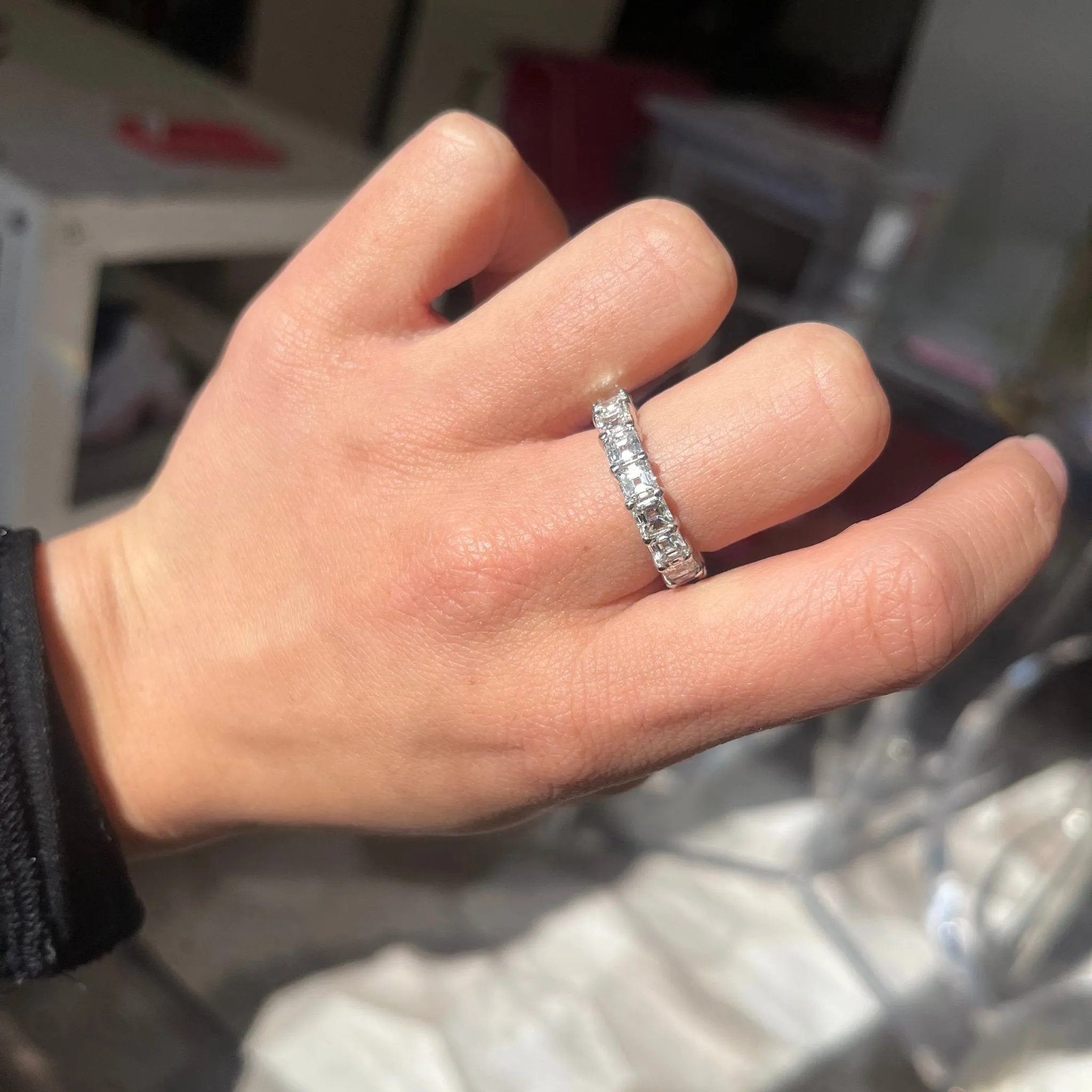 5.21ctw Asscher Cut Diamond Eternity Band