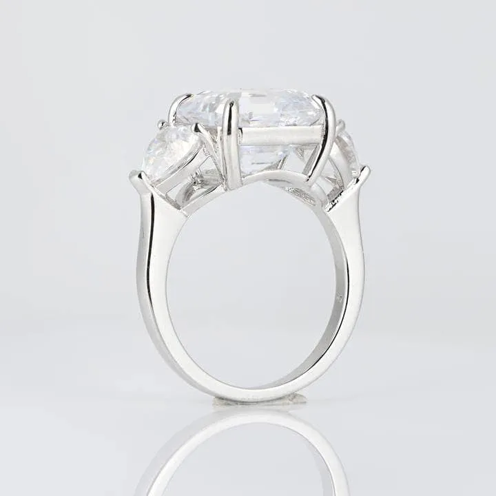 5ct Pink Sapphire Asscher Cut Three Stone Engagement Ring